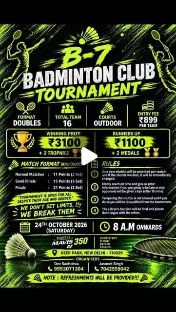 B-7 BADMINTON CLUB TOURNAMENT