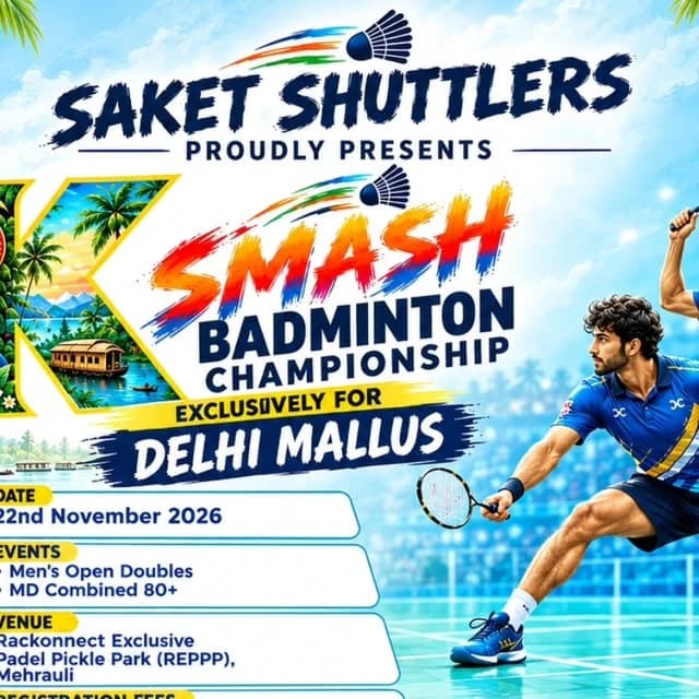 K Smash Badminton Championship Exclusively for Delhi Mallus