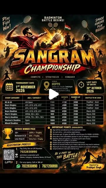 SANGRAM CHAMPIONSHIP - BADMINTON BATTLE BEGINS