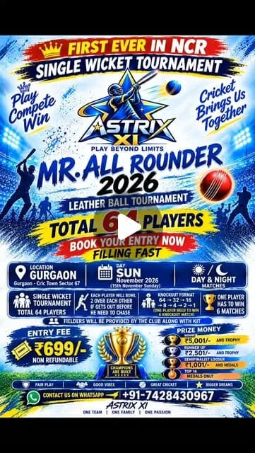 Mr All Rounder 2026 - Single Wicket Tournament
